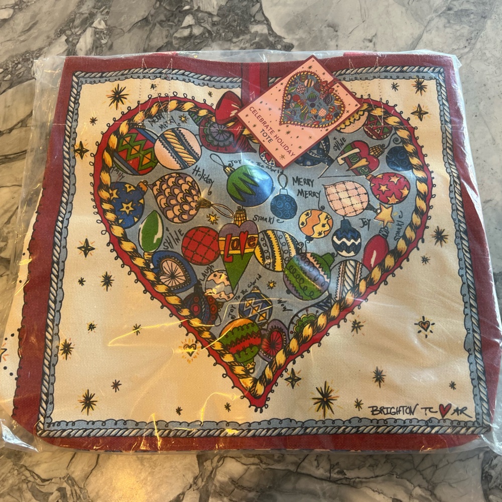 Brighton Festive Heart Tote with Red and Cream